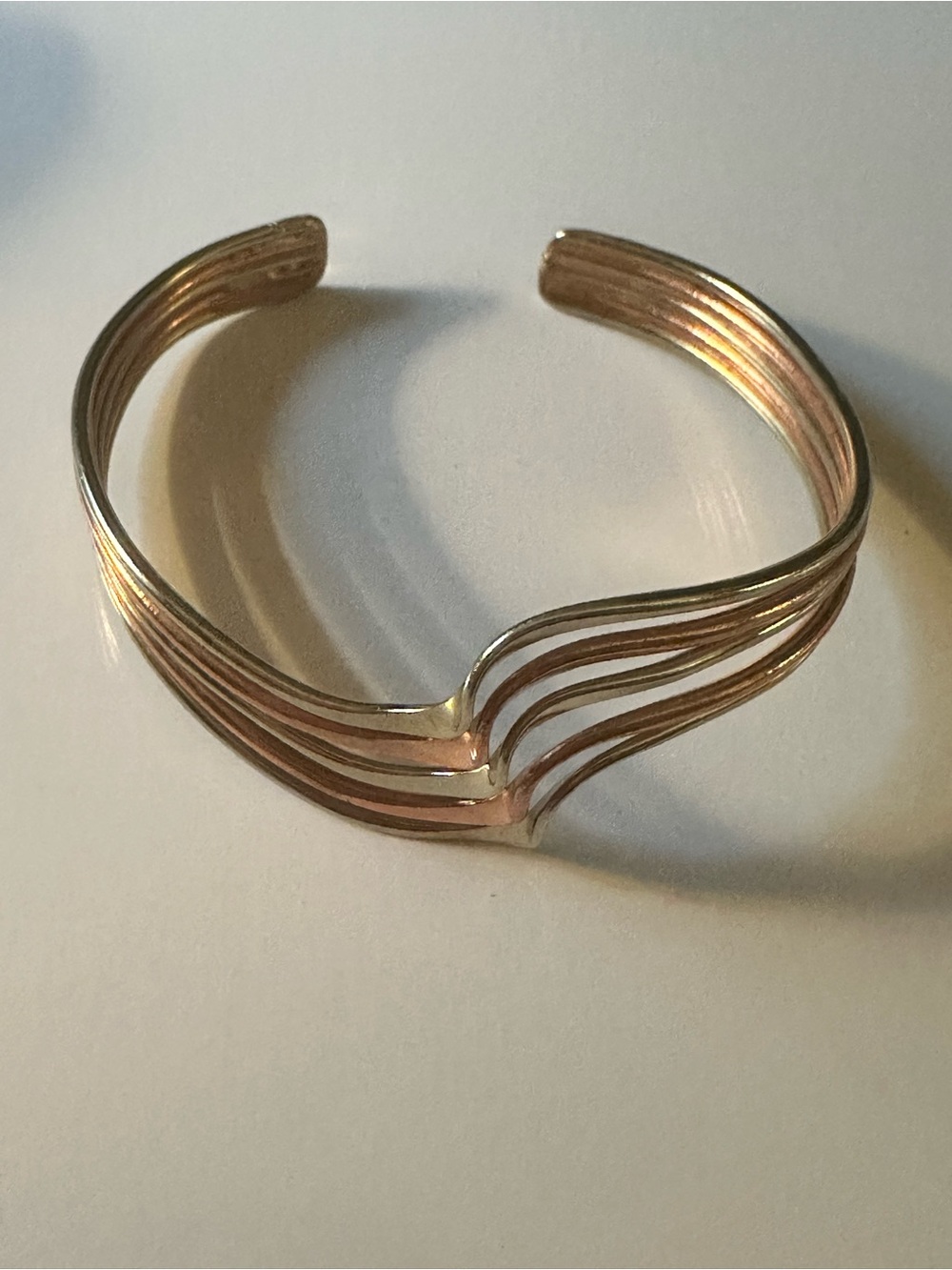 Fashion Jewelry Gold-Tone Layered Wave Open Cuff Bracelet